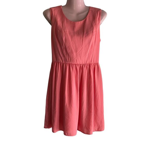 Forever 21 Dress Womens Medium Pink Sleeveless Fit Flare Open Back Lined Party - Picture 1 of 8